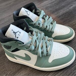 Nike Air Jordan Green and White Sneakers